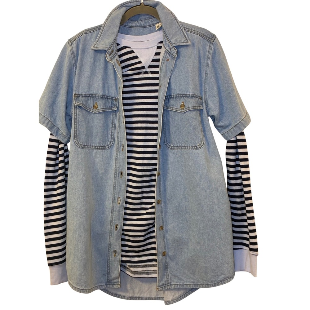 Universal Thread Womens Light Wash Short Sleeve Denim Shirt Dress Blue Small